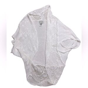 Converse One Star White Open Knit Cardigan – Size XS, Cocoon Drape 100% cotton